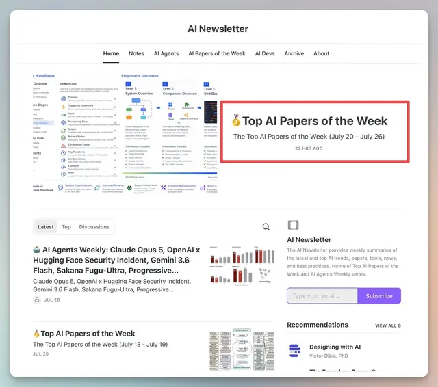 推荐AI论文周报Newsletter
